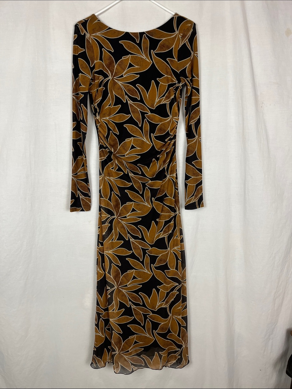 NWT Z Supply Brown Spellbound Floral Long Sleeve Maxi Bodycon Dress